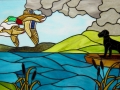 Black Lab and Mallard Window - backlit